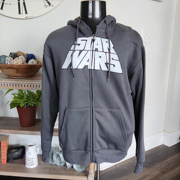 Disney Star Wars Zipper Up Hoodie, NWT, Men's Large, Logo front graphic on back - Picture 1 of 12